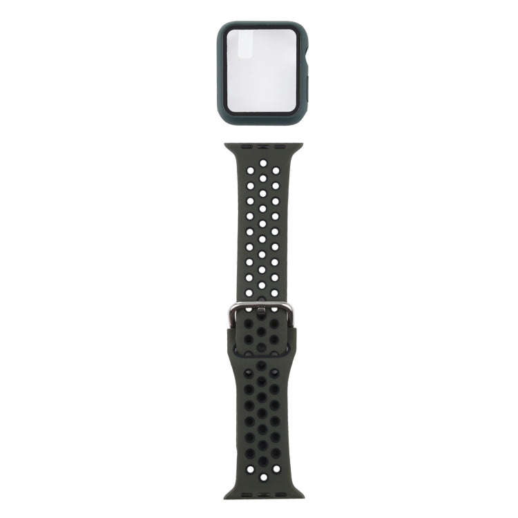 Silicone Watch Band + Protective Case with Screen Protector Set For Apple Watch Series 6 & SE & 5...