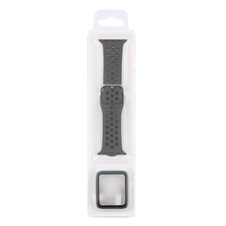 Silicone Watch Band + Protective Case with Screen Protector Set For Apple Watch Series 6 & SE & 5...