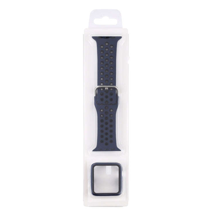 Silicone Watch Band + Protective Case with Screen Protector Set For Apple Watch Series 6 & SE & 5...