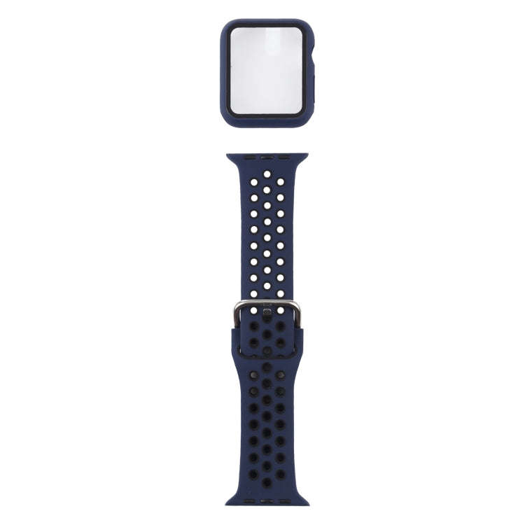 Silicone Watch Band + Protective Case with Screen Protector Set For Apple Watch Series 6 & SE & 5...