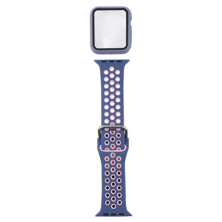 Silicone Watch Band + Protective Case with Screen Protector Set For Apple Watch Series 6 & SE & 5...