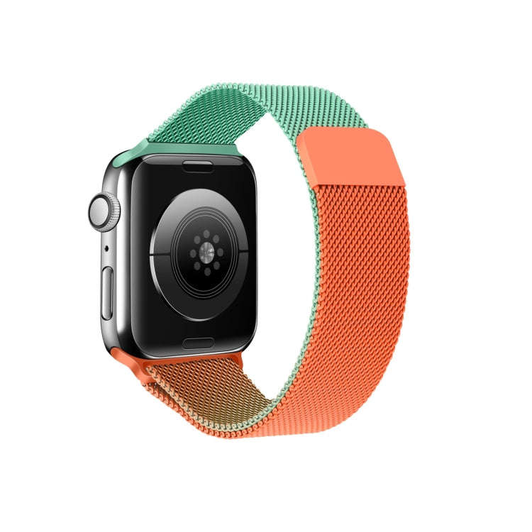 Gradient Color Milan Watch Band For Apple Watch Series 7 45mm/6&SE&5&4 44mm/3&2&1 42mm(Purple Green)