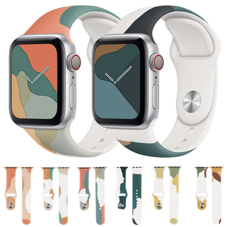 Morandi Series Contrast Color Silicone Watch Band For Apple Watch Series 9&8&7 41mm / SE 3&SE 2&6...