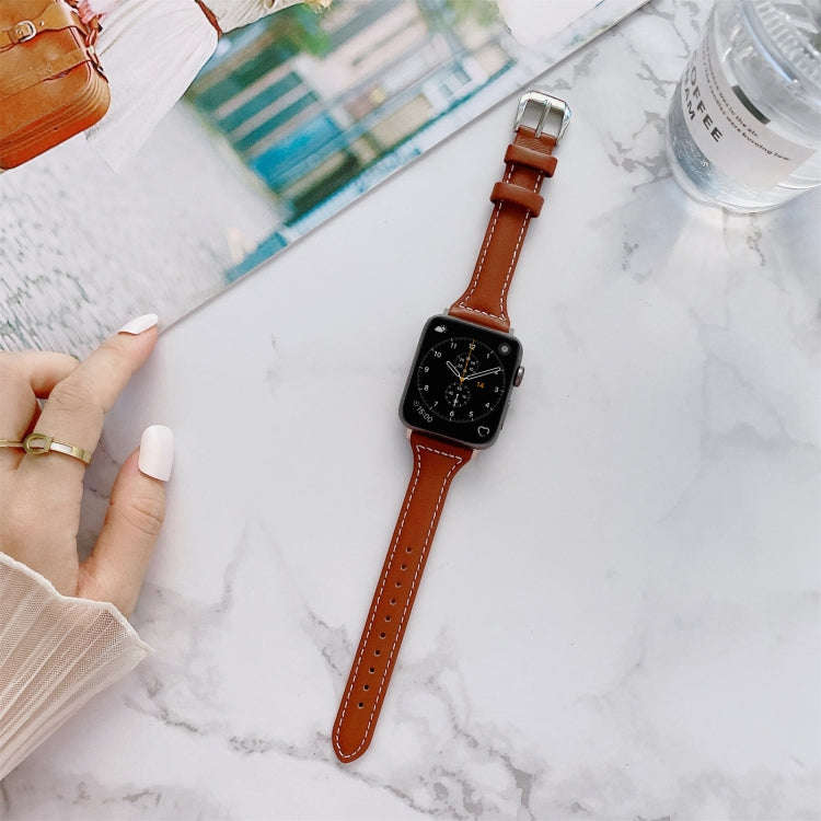 Sewing Plain Weave Small Waist Leather Watch Band For Apple Watch Ultra 49mm&Watch Ultra 2 49mm /...