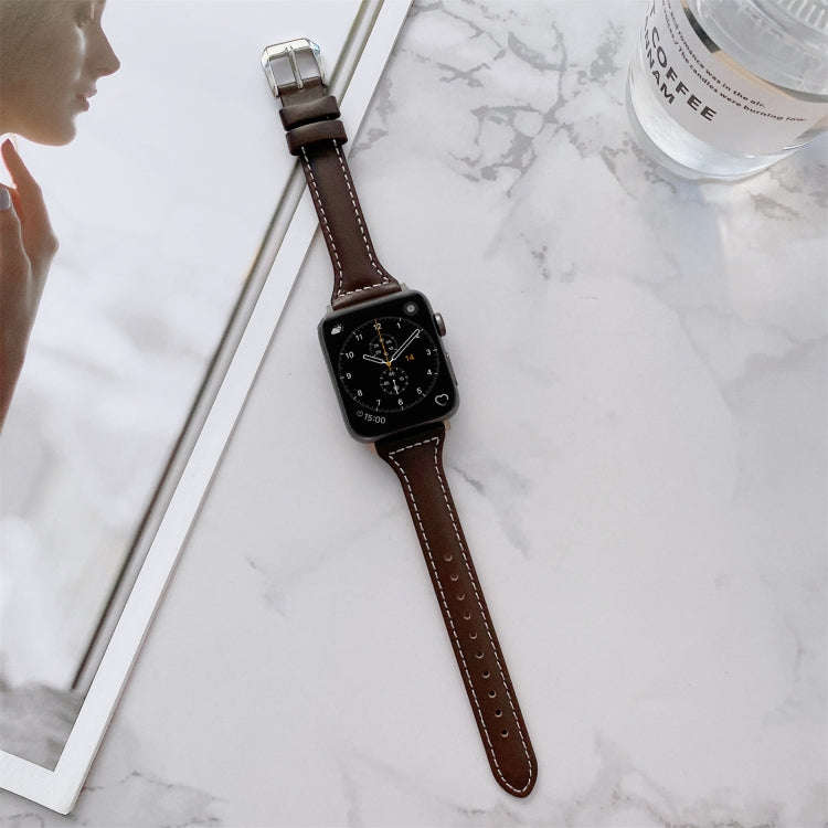 Sewing Plain Weave Small Waist Leather Watch Band For Apple Watch Ultra 49mm&Watch Ultra 2 49mm /...