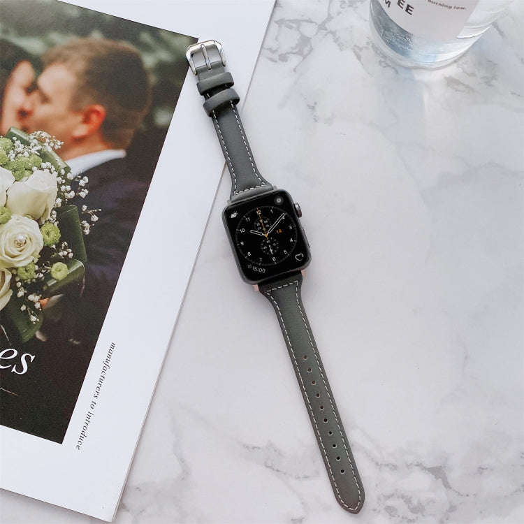 Sewing Plain Weave Small Waist Leather Watch Band For Apple Watch Ultra 49mm&Watch Ultra 2 49mm /...