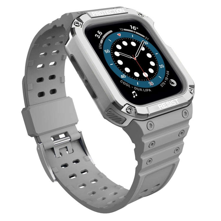 Silicone Integrated Watch Band For Apple Watch Series 8&7 45mm / SE 2&6&SE&5&4 44mm / 3&2&1 42mm(...