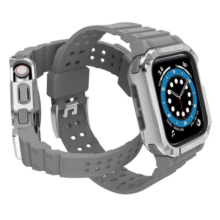 Silicone Integrated Watch Band For Apple Watch Series 8&7 45mm / SE 2&6&SE&5&4 44mm / 3&2&1 42mm(...