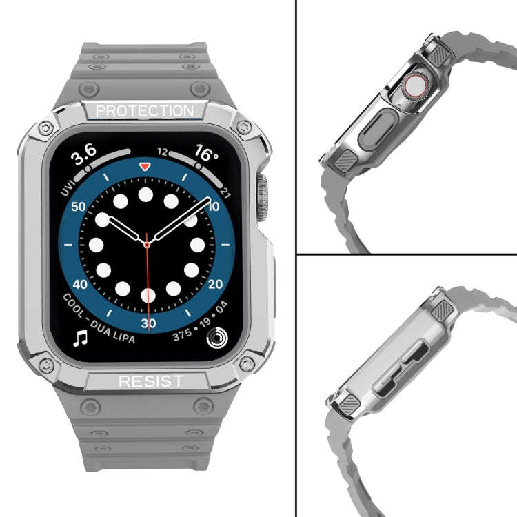 Silicone Integrated Watch Band For Apple Watch Series 8&7 45mm / SE 2&6&SE&5&4 44mm / 3&2&1 42mm(...
