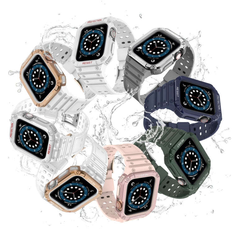 Silicone Integrated Watch Band For Apple Watch Series 8&7 45mm / SE 2&6&SE&5&4 44mm / 3&2&1 42mm(...