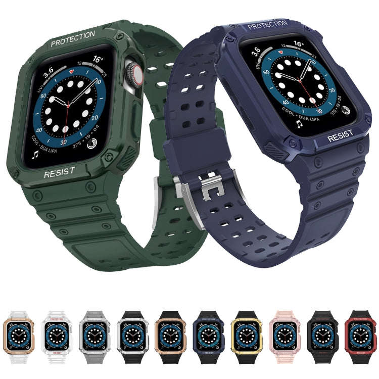 Silicone Integrated Watch Band For Apple Watch Series 8&7 45mm / SE 2&6&SE&5&4 44mm / 3&2&1 42mm(...