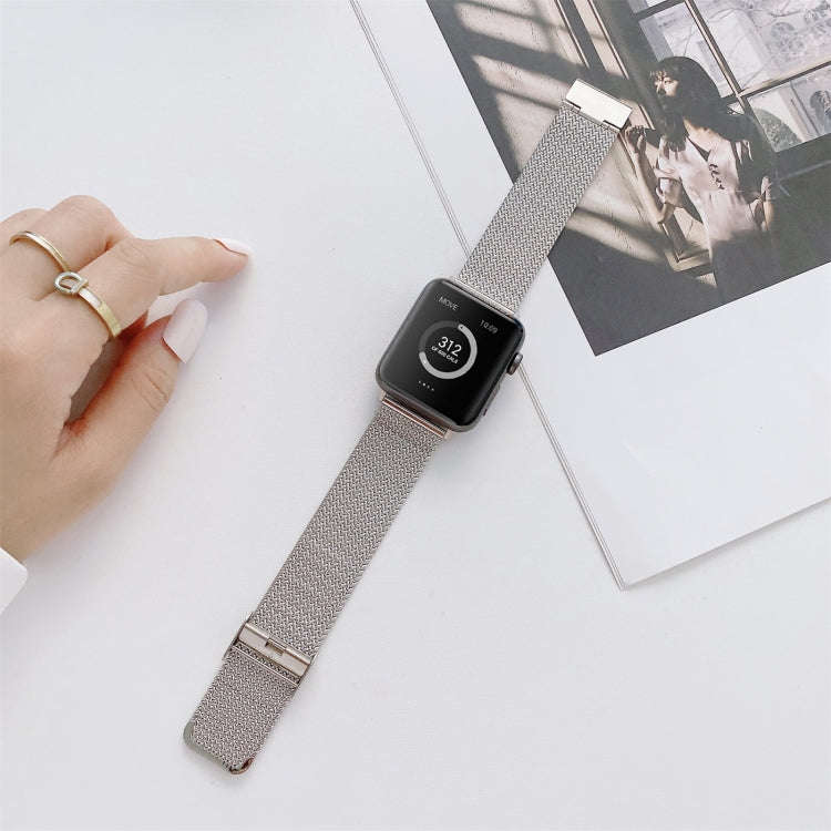 V-shaped Buckle Straight Steel Watch Band For Apple Watch Series 9&8&7 41mm / SE 3&SE 2&6&SE&5&4 ...