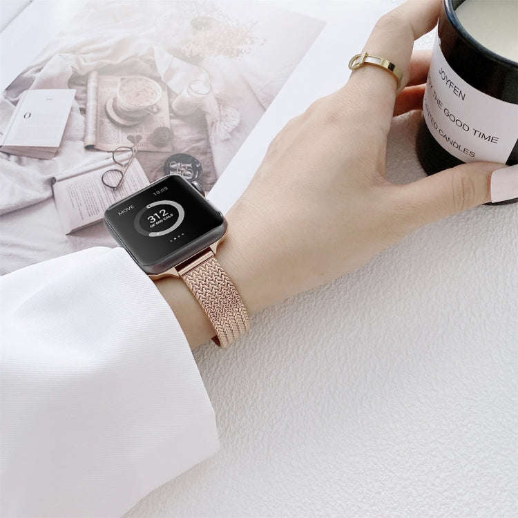 V-shaped Buckle Small Waist Steel Watch Band For Apple Watch Series 9&8&7 41mm / SE 3&SE 2&6&SE&5...