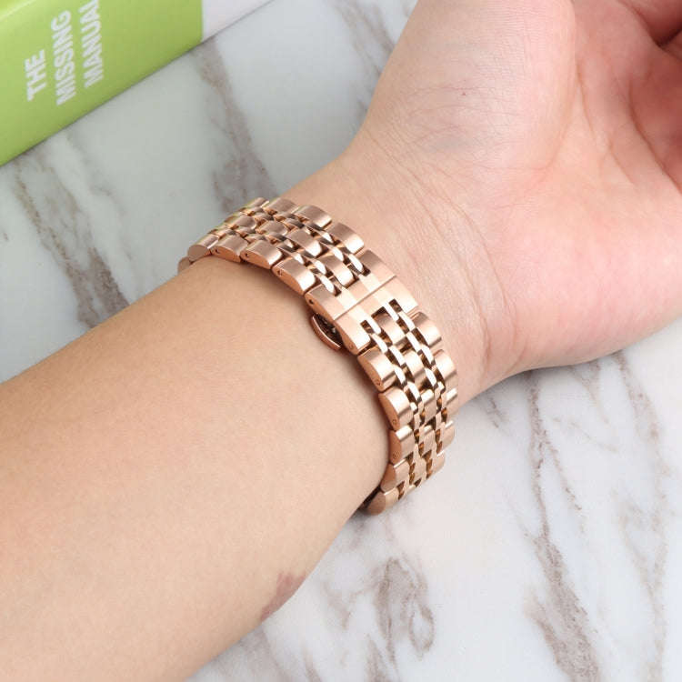 For Samsung Galaxy Watch4 40mm/44mm Seven-bead Stainless Steel Watch Band(Rose Gold)