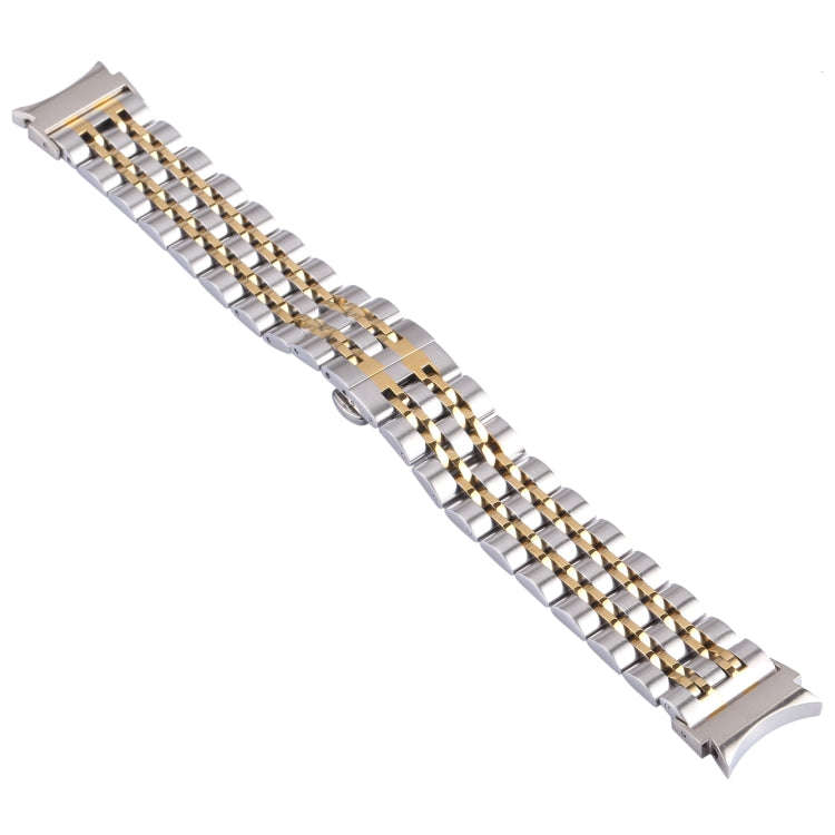 For Samsung Galaxy Watch4 40mm/44mm Seven-bead Stainless Steel Watch Band(Silver Gold)
