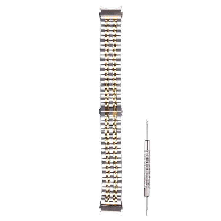 For Samsung Galaxy Watch4 40mm/44mm Seven-bead Stainless Steel Watch Band(Silver Gold)