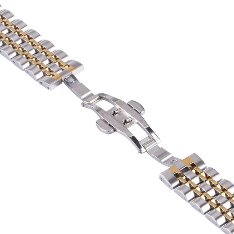 For Samsung Galaxy Watch4 40mm/44mm Seven-bead Stainless Steel Watch Band(Silver Gold)