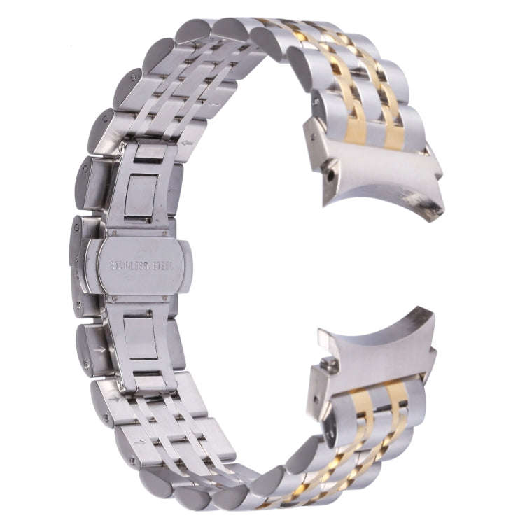 For Samsung Galaxy Watch4 40mm/44mm Seven-bead Stainless Steel Watch Band(Silver Gold)