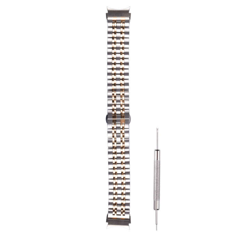 For Samsung Galaxy Watch4 40mm/44mm Seven-bead Stainless Steel Watch Band(Silver Rose Gold)