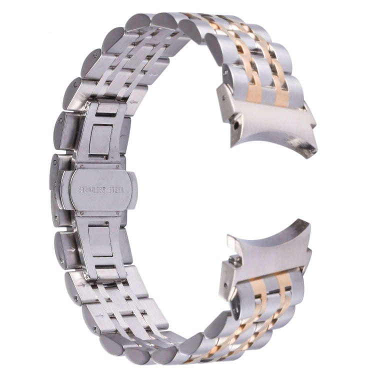 For Samsung Galaxy Watch4 40mm/44mm Seven-bead Stainless Steel Watch Band(Silver Rose Gold)