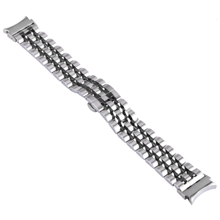 For Samsung Galaxy Watch4 40mm/44mm Seven-bead Stainless Steel Watch Band(Silver Black)