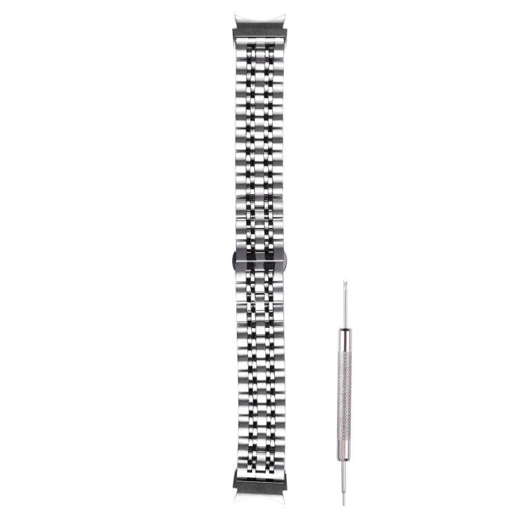 For Samsung Galaxy Watch4 40mm/44mm Seven-bead Stainless Steel Watch Band(Silver Black)