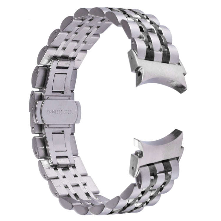 For Samsung Galaxy Watch4 40mm/44mm Seven-bead Stainless Steel Watch Band(Silver Black)