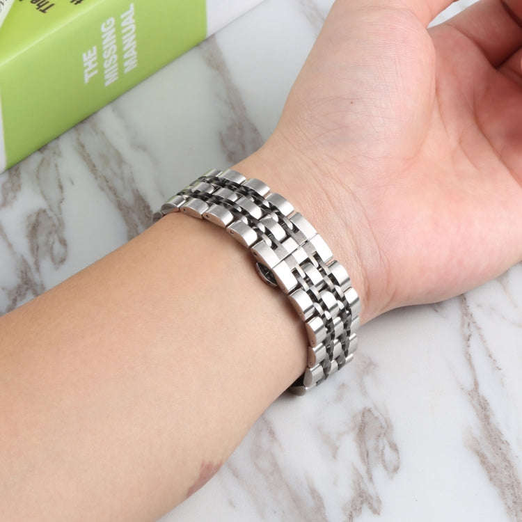 For Samsung Galaxy Watch4 40mm/44mm Seven-bead Stainless Steel Watch Band(Silver Black)