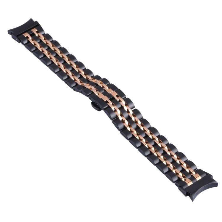 For Samsung Galaxy Watch4 40mm/44mm Seven-bead Stainless Steel Watch Band(Black Rose Gold)