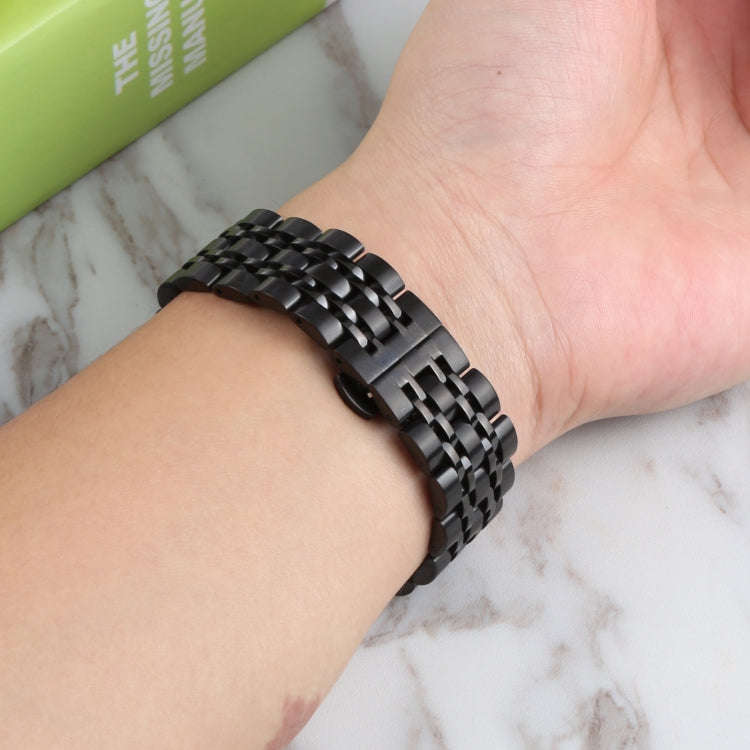 For Samsung Galaxy Watch4 40mm/44mm Seven-bead Stainless Steel Watch Band(Black)