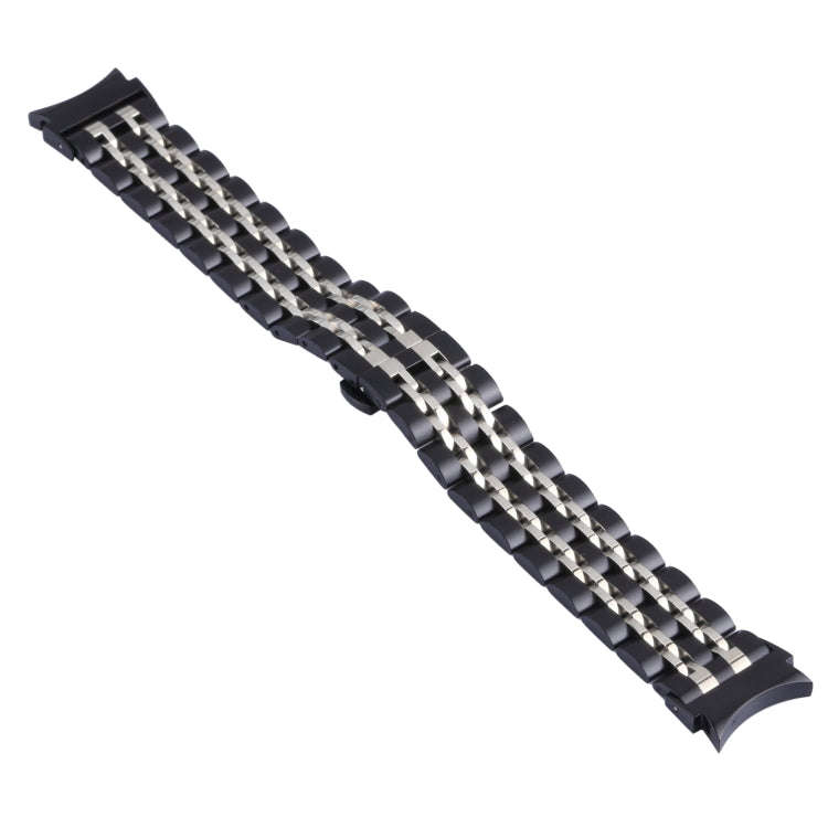For Samsung Galaxy Watch4 40mm/44mm Seven-bead Stainless Steel Watch Band(Black Silver)