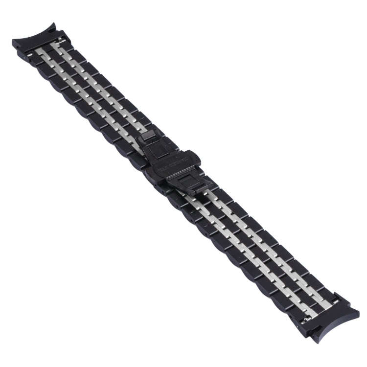 For Samsung Galaxy Watch4 40mm/44mm Seven-bead Stainless Steel Watch Band(Black Silver)