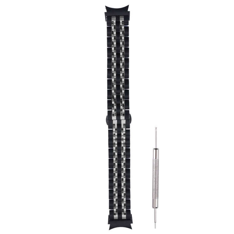 For Samsung Galaxy Watch4 40mm/44mm Seven-bead Stainless Steel Watch Band(Black Silver)