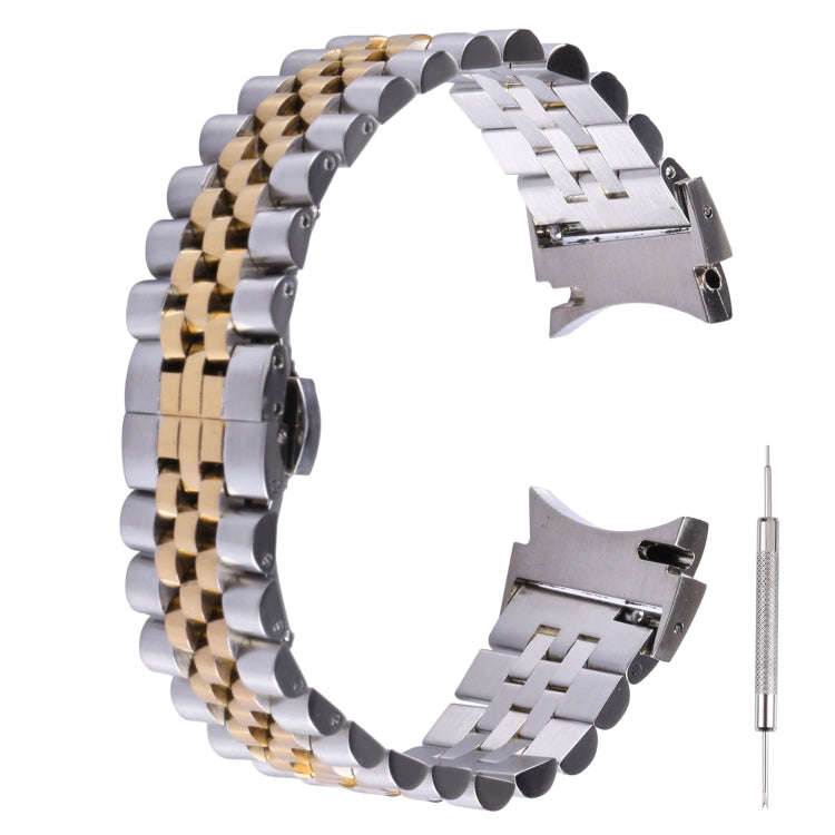 For Samsung Galaxy Watch4 40mm/44mm Five-bead Stainless Steel Watch Band(Silver Gold)