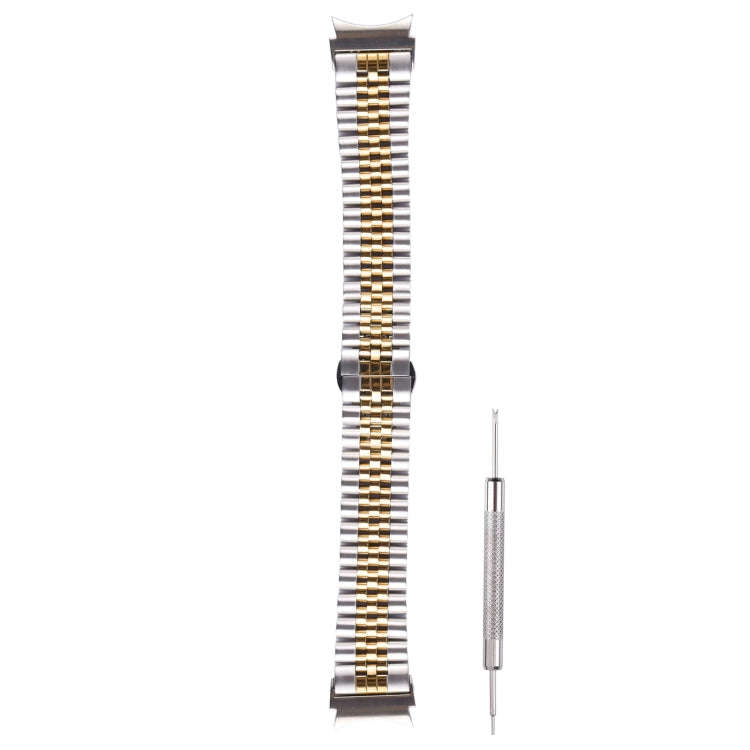 For Samsung Galaxy Watch4 40mm/44mm Five-bead Stainless Steel Watch Band(Silver Gold)