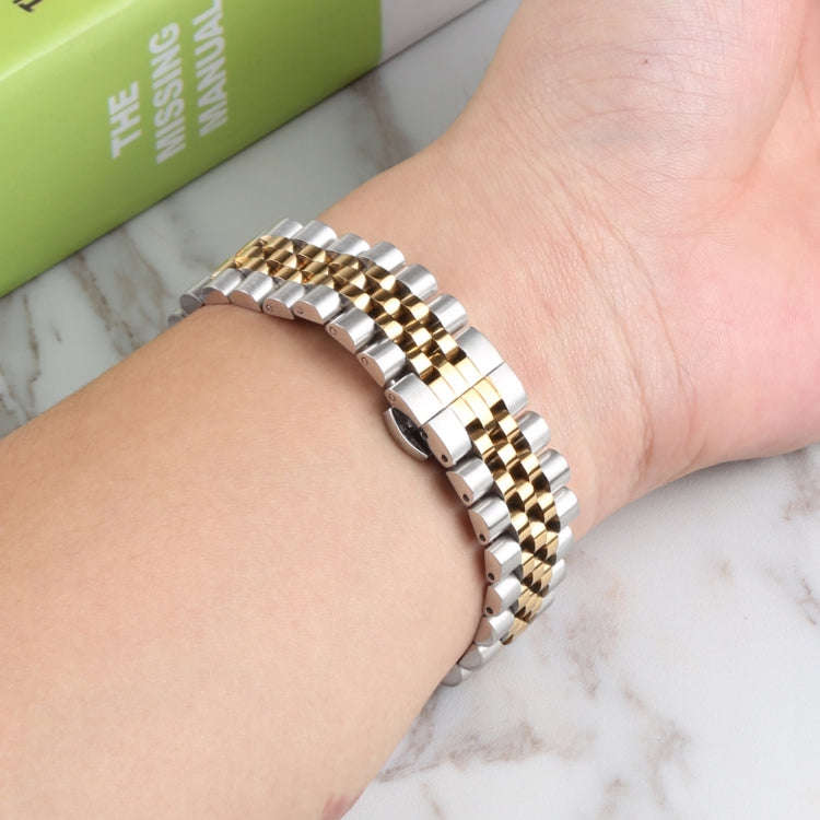 For Samsung Galaxy Watch4 40mm/44mm Five-bead Stainless Steel Watch Band(Silver Gold)