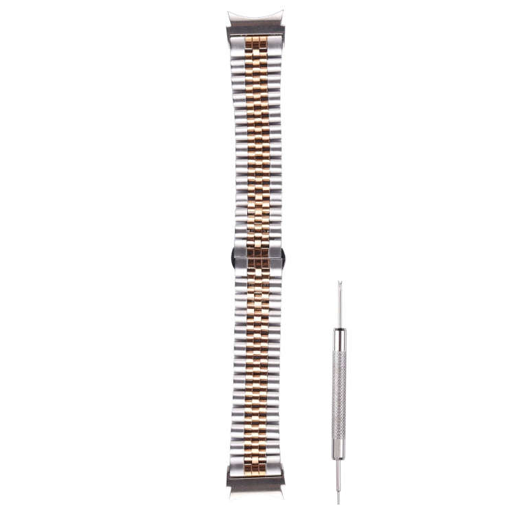 For Samsung Galaxy Watch4 40mm/44mm Five-bead Stainless Steel Watch Band(Silver Rose Gold)