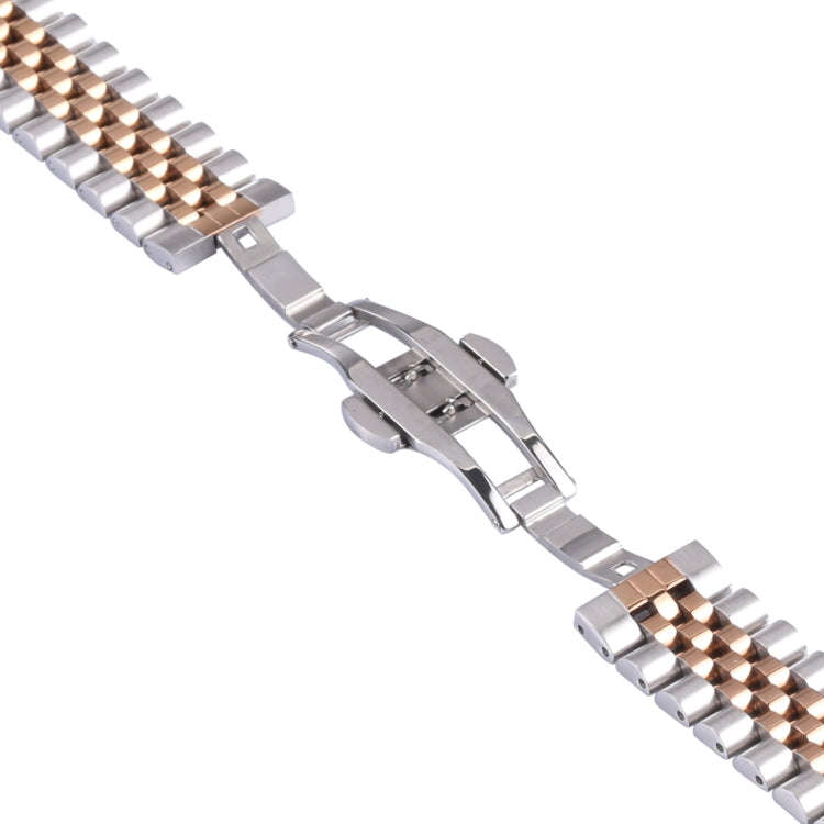 For Samsung Galaxy Watch4 40mm/44mm Five-bead Stainless Steel Watch Band(Silver Rose Gold)