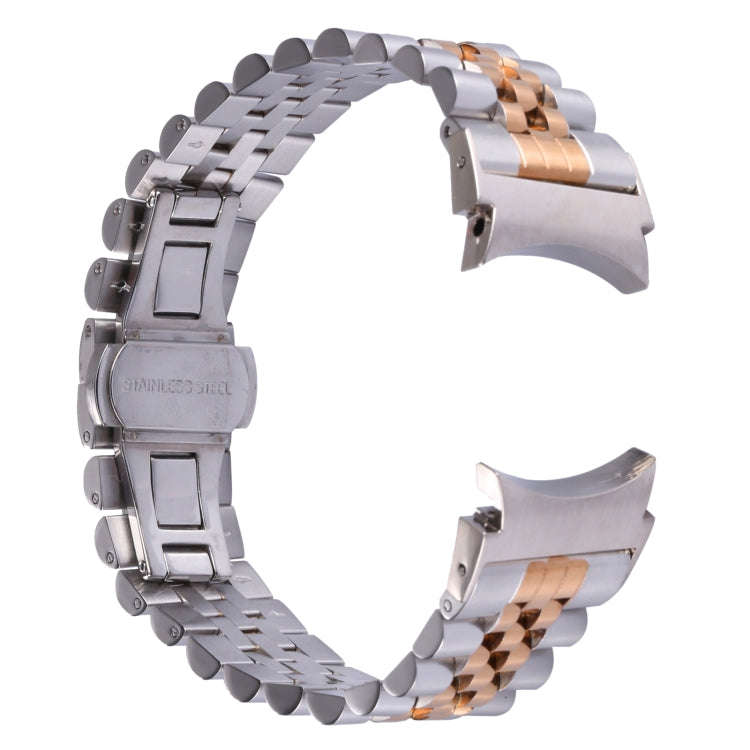 For Samsung Galaxy Watch4 40mm/44mm Five-bead Stainless Steel Watch Band(Silver Rose Gold)