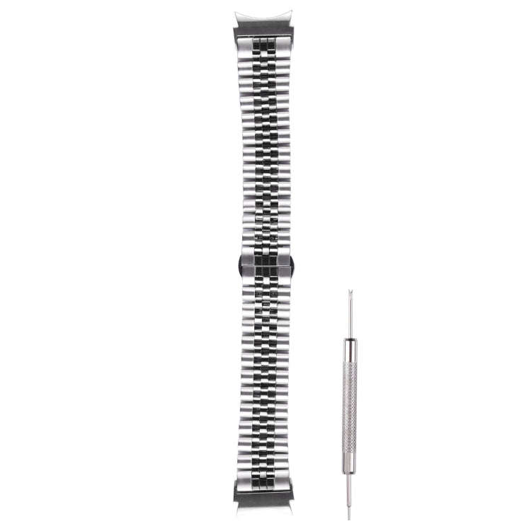 For Samsung Galaxy Watch4 40mm/44mm Five-bead Stainless Steel Watch Band(Silver Black)