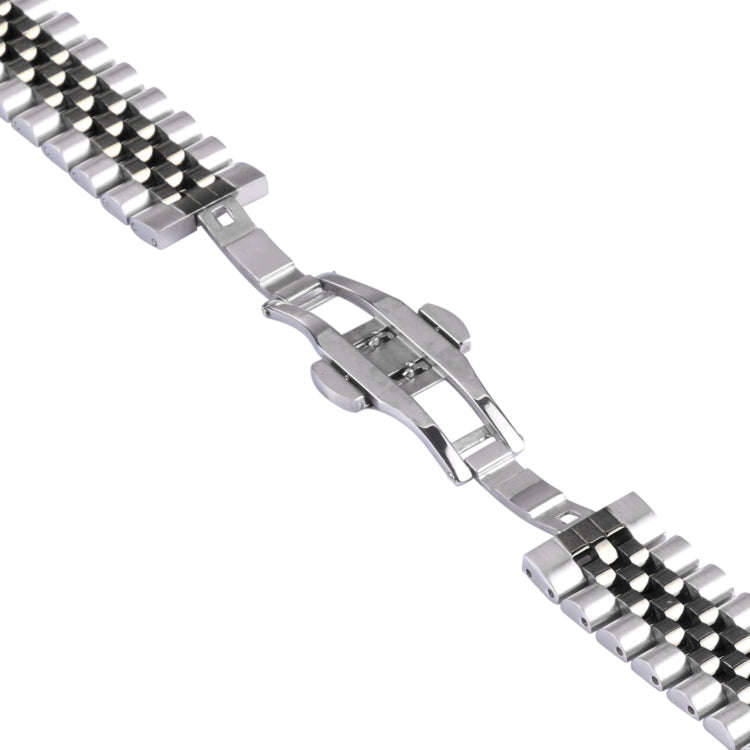 For Samsung Galaxy Watch4 40mm/44mm Five-bead Stainless Steel Watch Band(Silver Black)