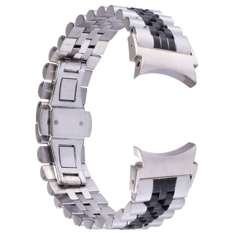 For Samsung Galaxy Watch4 40mm/44mm Five-bead Stainless Steel Watch Band(Silver Black)