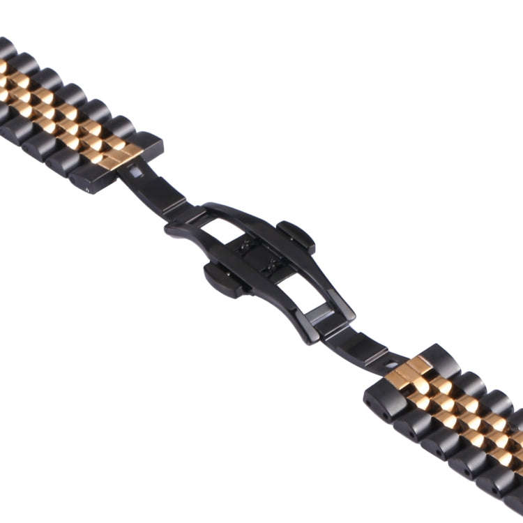 For Samsung Galaxy Watch4 40mm/44mm Five-bead Stainless Steel Watch Band(Black Rose Gold)