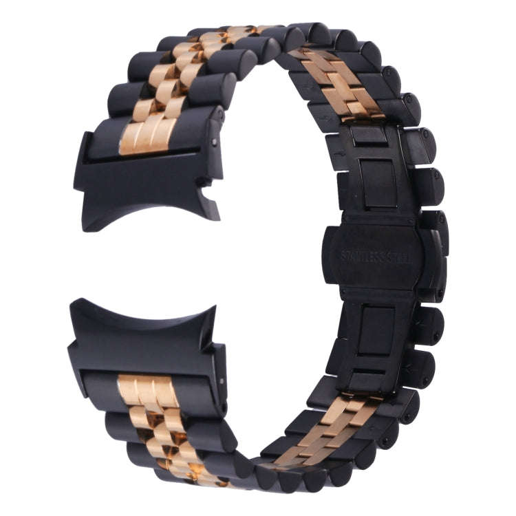 For Samsung Galaxy Watch4 40mm/44mm Five-bead Stainless Steel Watch Band(Black Rose Gold)