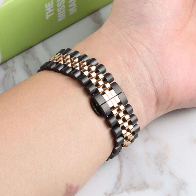 For Samsung Galaxy Watch4 40mm/44mm Five-bead Stainless Steel Watch Band(Black Rose Gold)