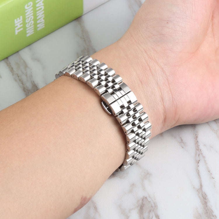 For Samsung Galaxy Watch4 40mm/44mm Five-bead Stainless Steel Watch Band(Silver)