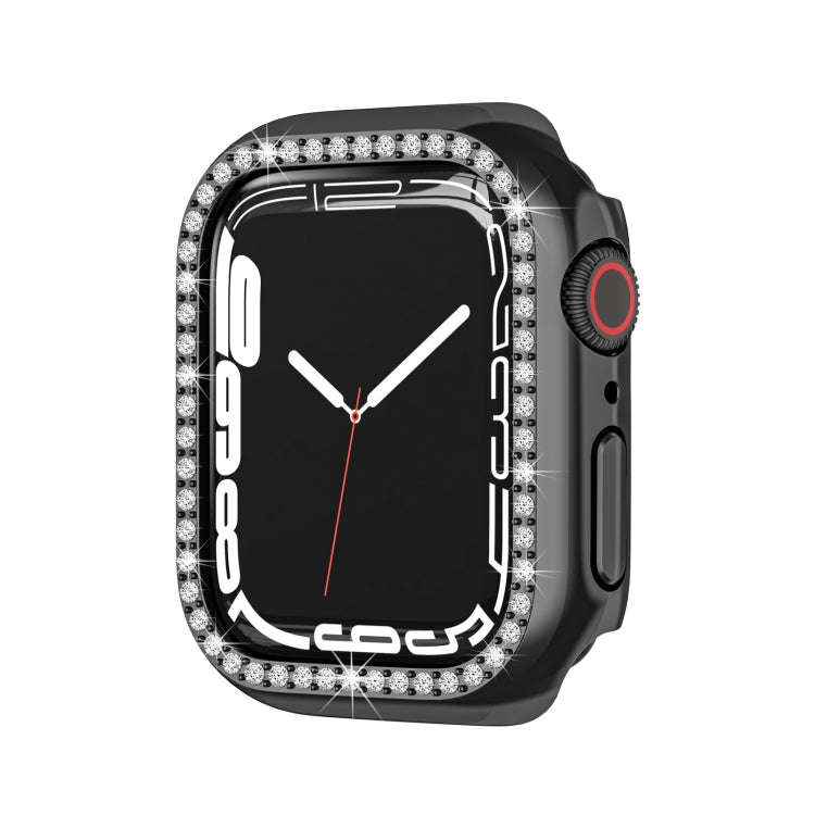 Electroplating PC Single Row Diamond Protective Case For Apple Watch Series 9 / 8 / 7 41mm(Black)