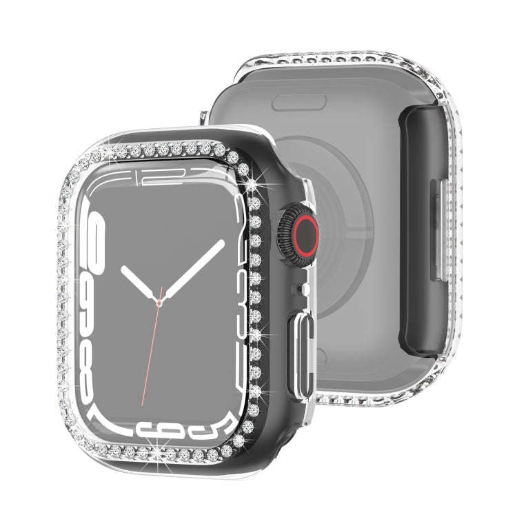 Electroplating PC Single Row Diamond Protective Case For Apple Watch Series 9 / 8 / 7 41mm(Transp...