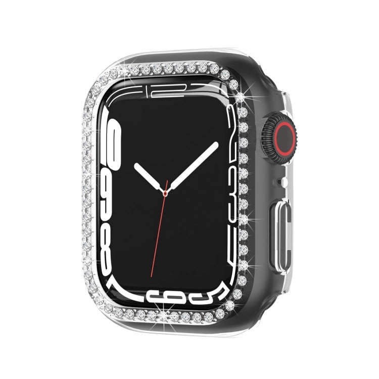 Electroplating PC Single Row Diamond Protective Case For Apple Watch Series 9 / 8 / 7 41mm(Transp...