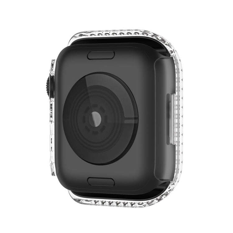 Electroplating PC Single Row Diamond Protective Case For Apple Watch Series 9 / 8 / 7 41mm(Transp...